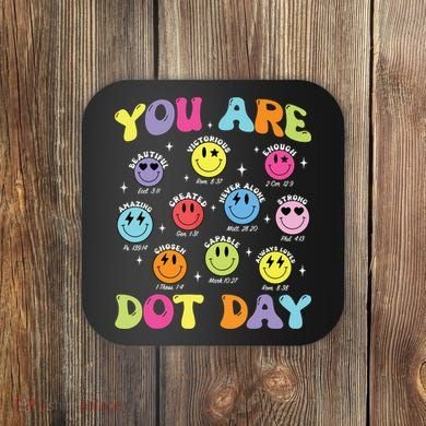 Happy Dot Day Teacher Smile Face Coaster