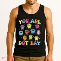 Happy Dot Day Teacher Smile Face Tank Top thumb 3