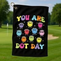 Happy Dot Day Teacher Smile Face Golf Towel thumb 1