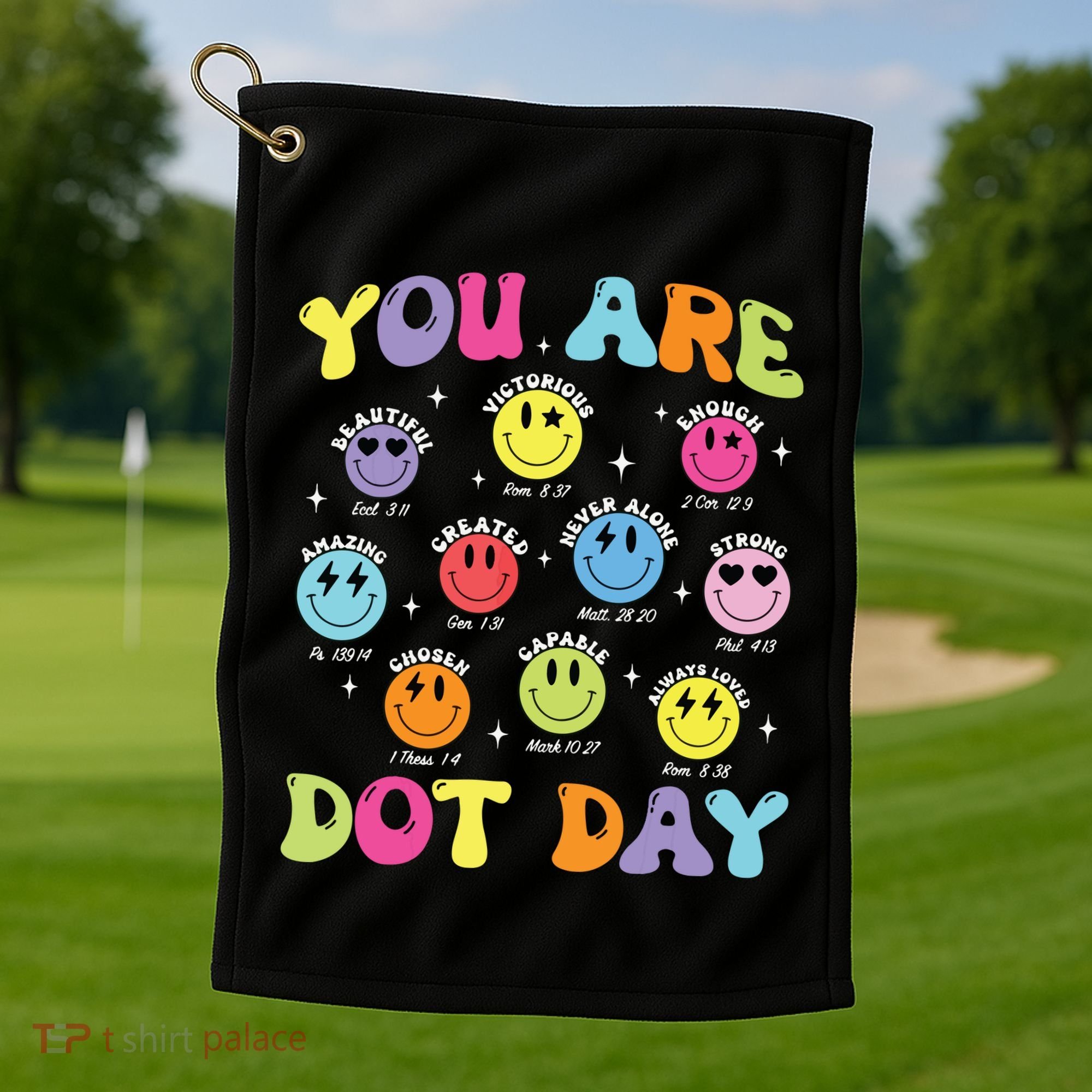 Happy Dot Day Teacher Smile Face Golf Towel
