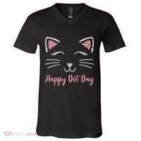 Happy Dot Day Cat Lover Woman Cute Dot Cat Gift V-Neck T-Shirt thumb 0