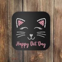 Happy Dot Day Cat Lover Woman Cute Dot Cat Gift Coaster thumb 0