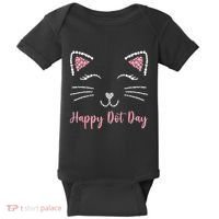 Happy Dot Day Cat Lover Woman Cute Dot Cat Gift Baby Bodysuit thumb 0
