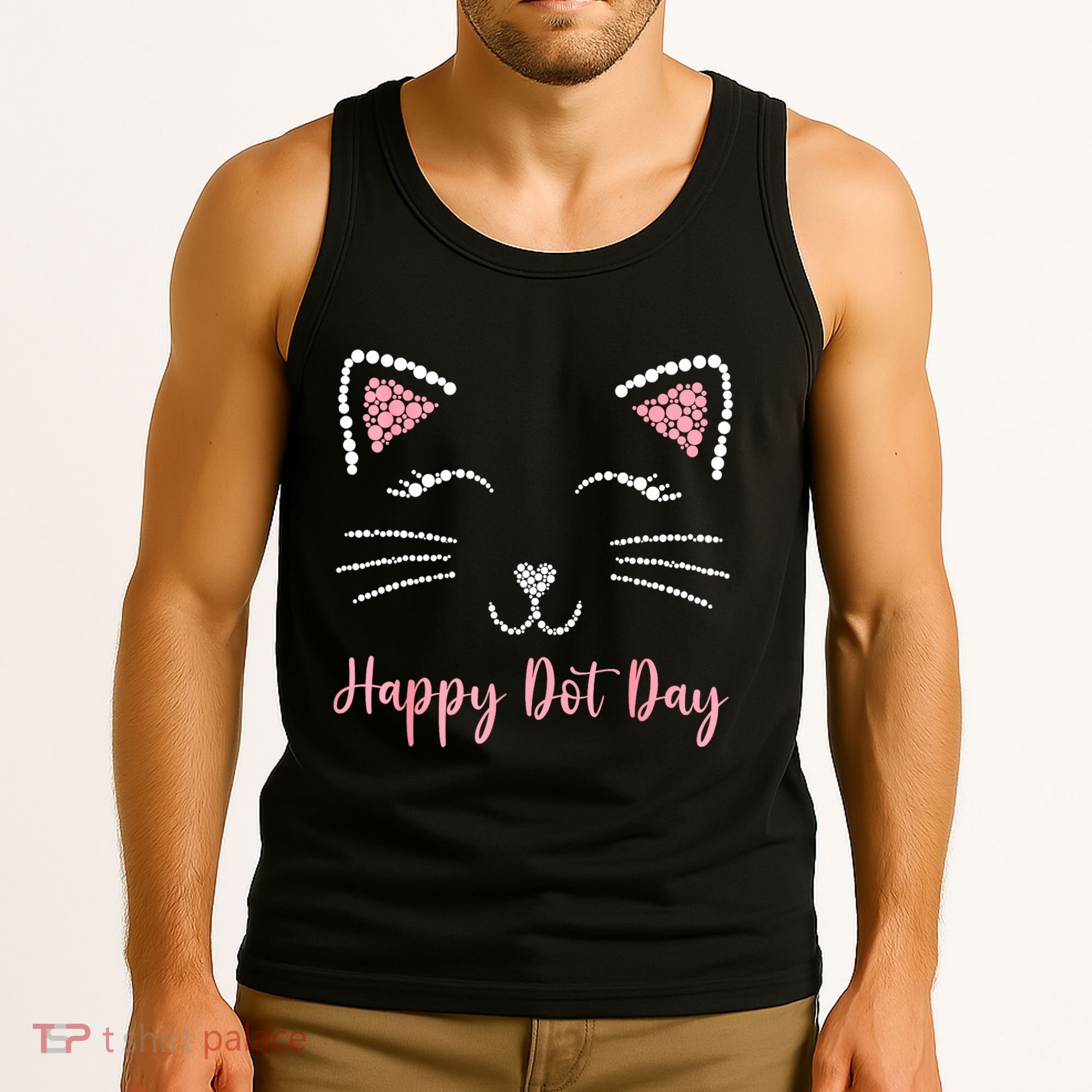Happy Dot Day Cat Lover Woman Cute Dot Cat Gift Tank Top