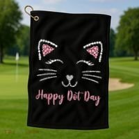 Happy Dot Day Cat Lover Woman Cute Dot Cat Gift Golf Towel thumb 1