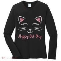 Happy Dot Day Cat Lover Woman Cute Dot Cat Gift Women's Long Sleeve Shirt thumb 0