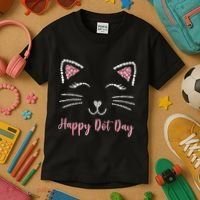 Happy Dot Day Cat Lover Woman Cute Dot Cat Gift Kids T-Shirt thumb 3