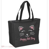 Happy Dot Day Cat Lover Woman Cute Dot Cat Gift Tote Bag thumb 2