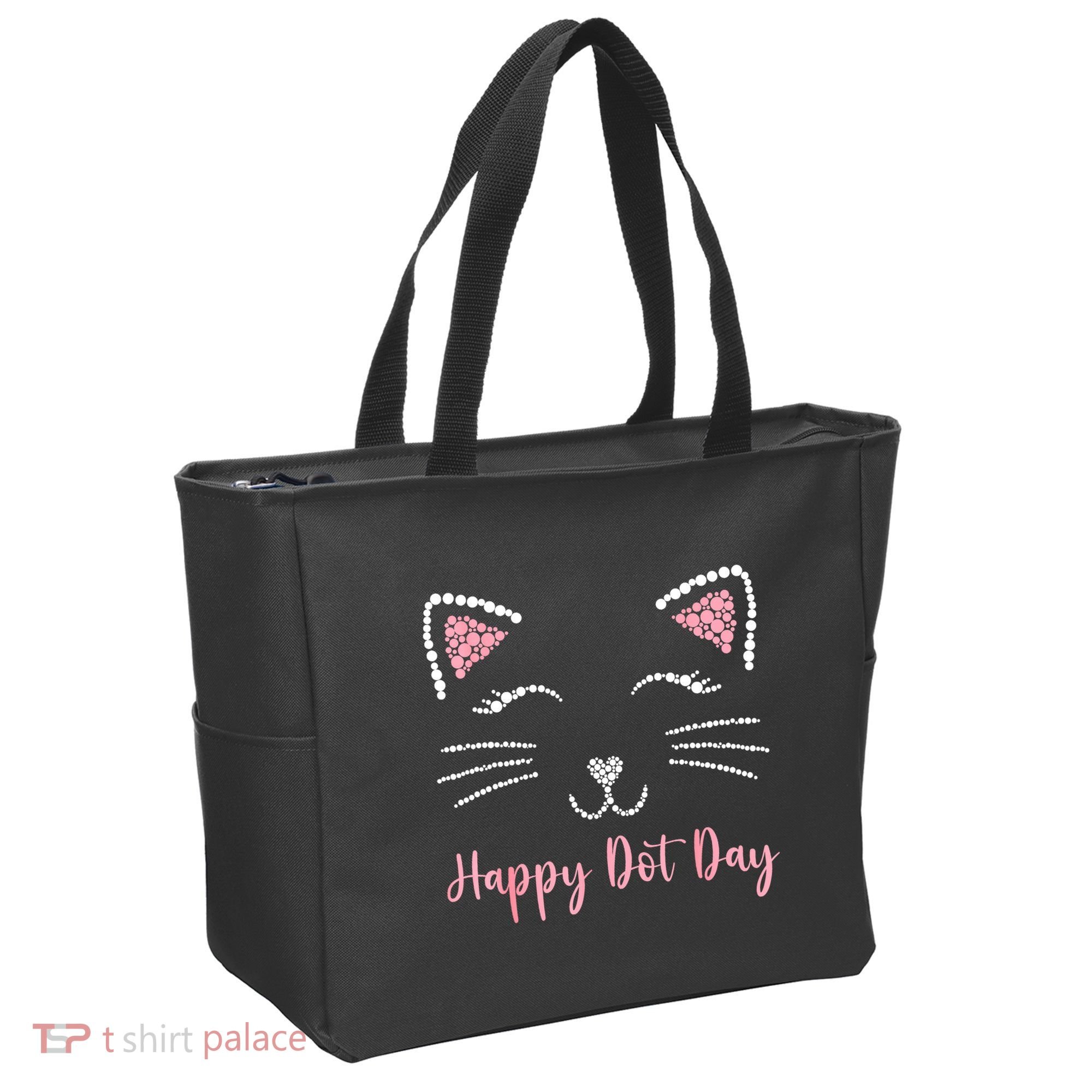Happy Dot Day Cat Lover Woman Cute Dot Cat Gift Tote Bag