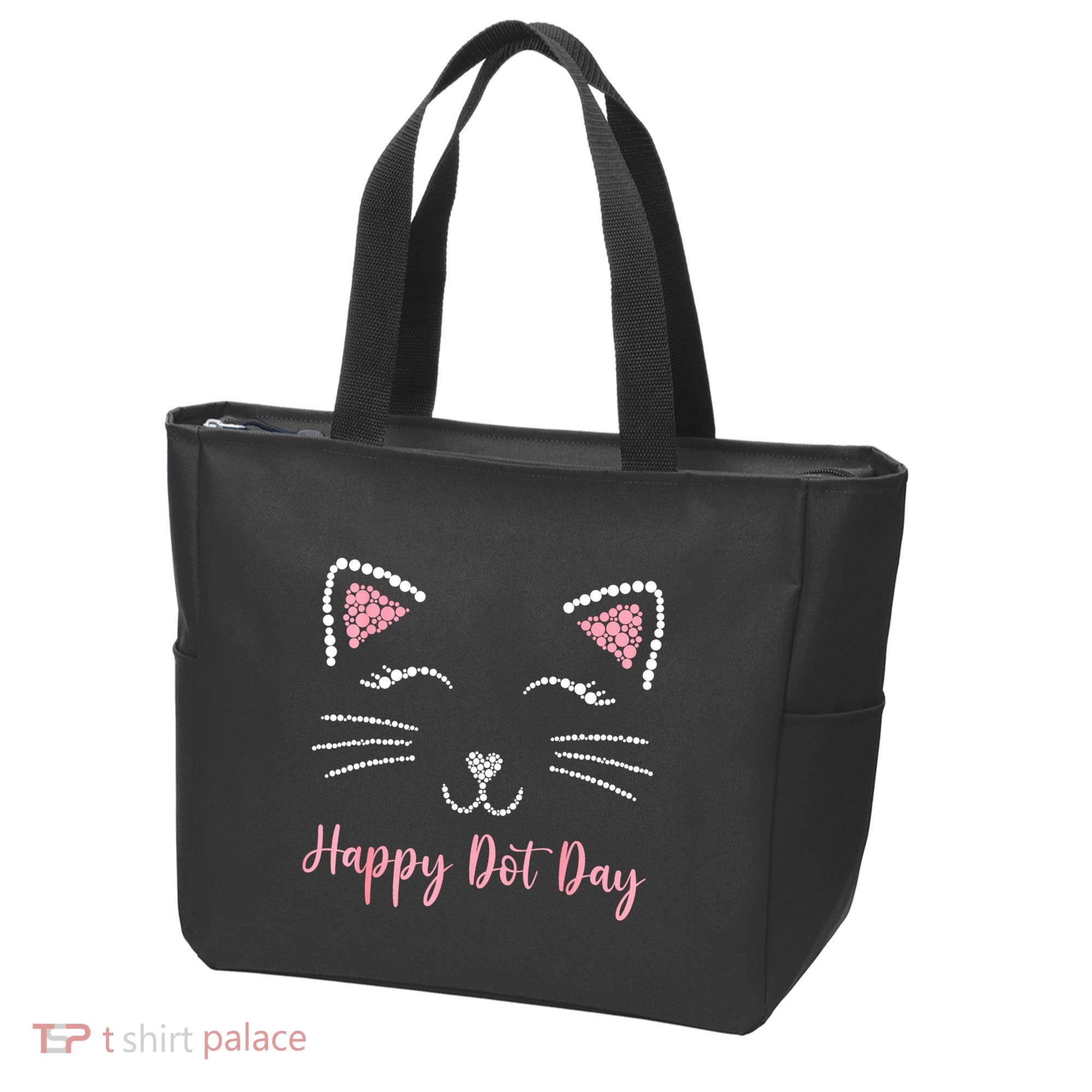 Happy Dot Day Cat Lover Woman Cute Dot Cat Gift Tote Bag