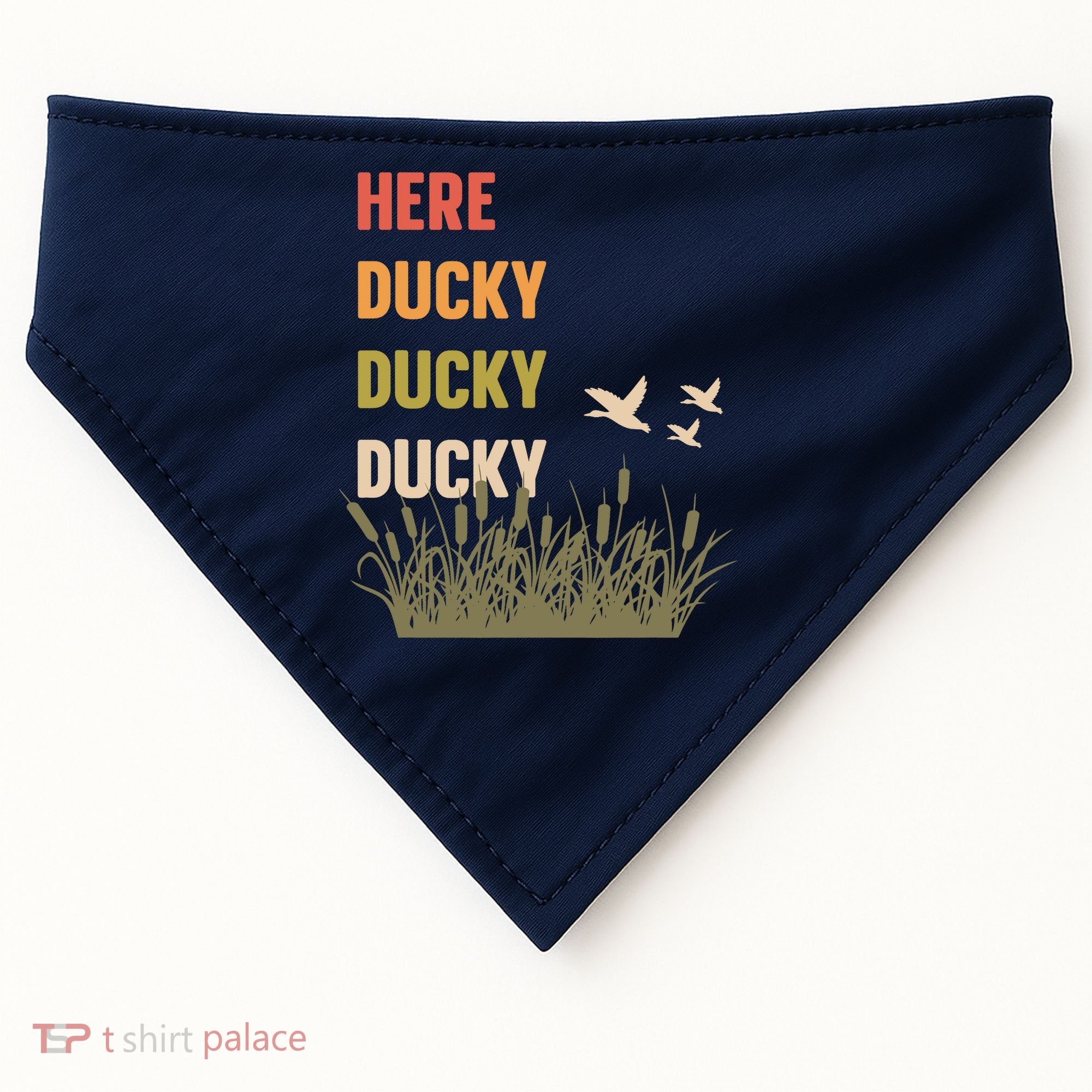 Here Ducky Ducky Ducky Funny Duck Call For Duck Hunters USA-Made Doggie Bandana