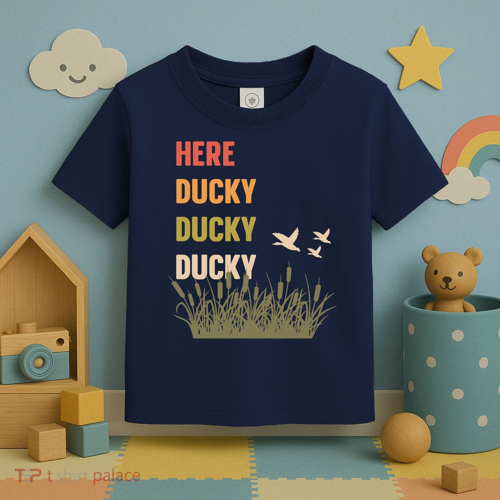 Here Ducky Ducky Ducky Funny Duck Call For Duck Hunters Toddler T-Shirt