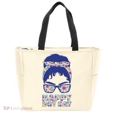 Happy Dot Day Messy Bun Tote Bag