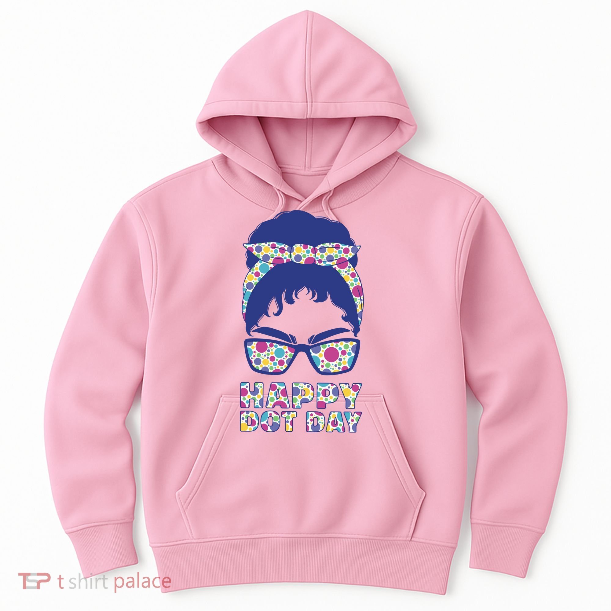 Happy Dot Day Messy Bun Hoodie