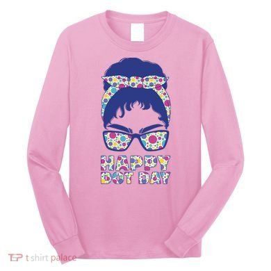Happy Dot Day Messy Bun Long Sleeve Shirt