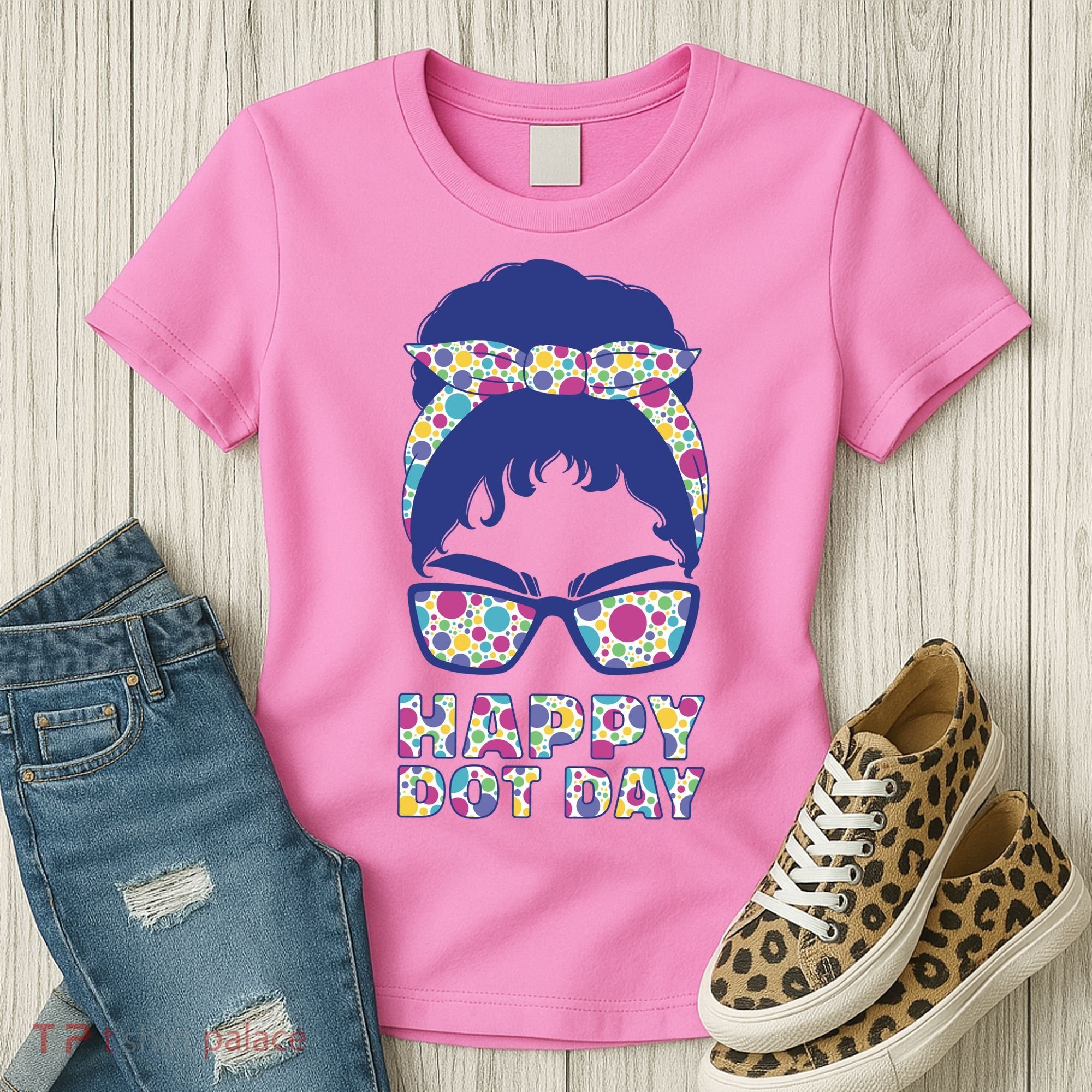 Happy Dot Day Messy Bun Women's T-Shirt