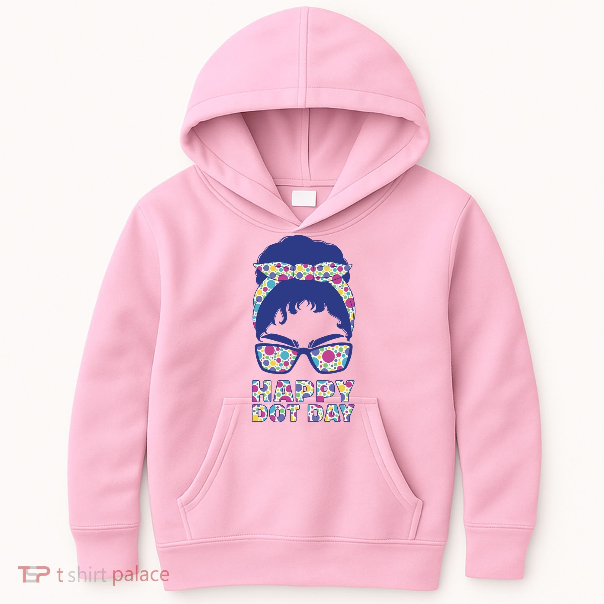 Happy Dot Day Messy Bun Kids Hoodie