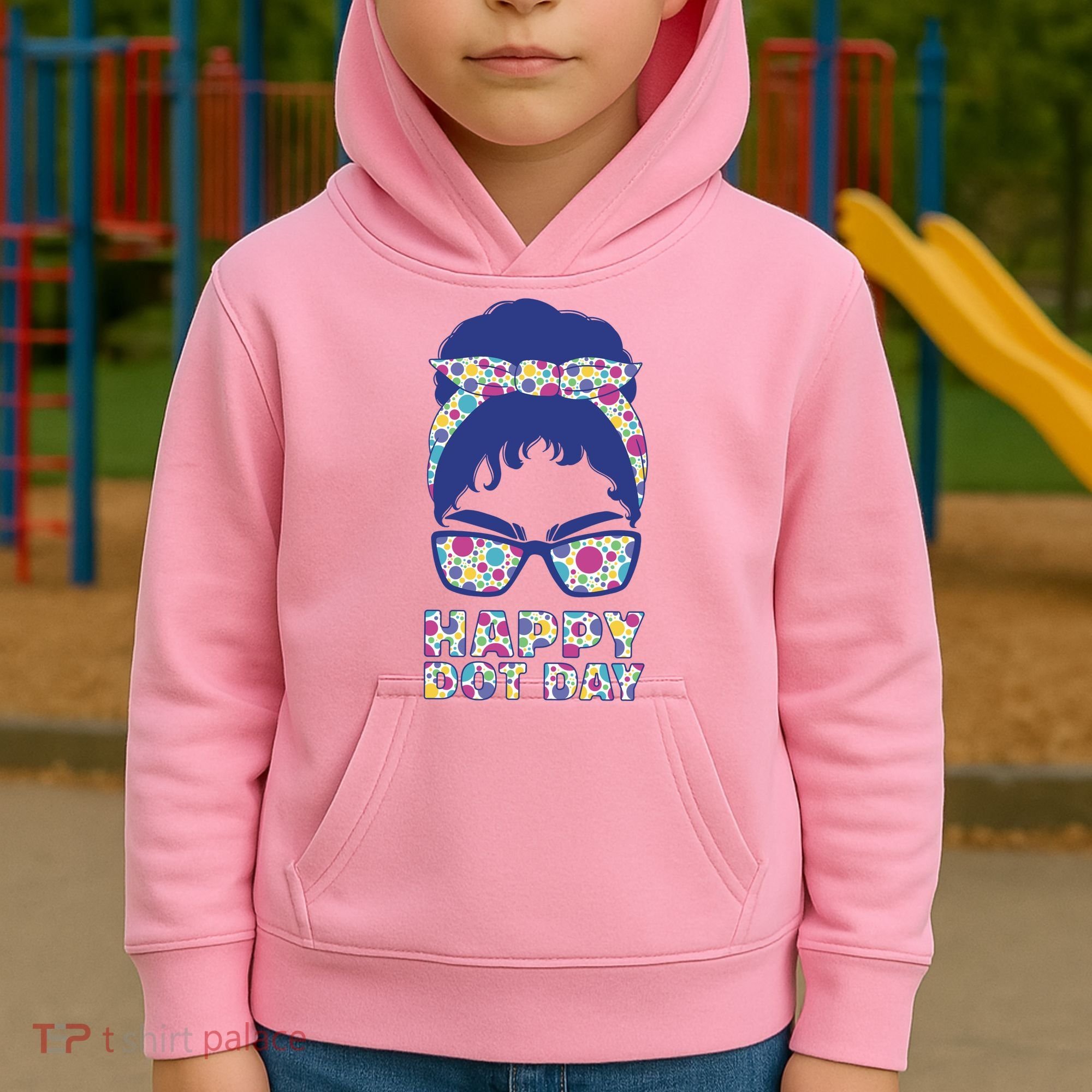 Happy Dot Day Messy Bun Kids Hoodie