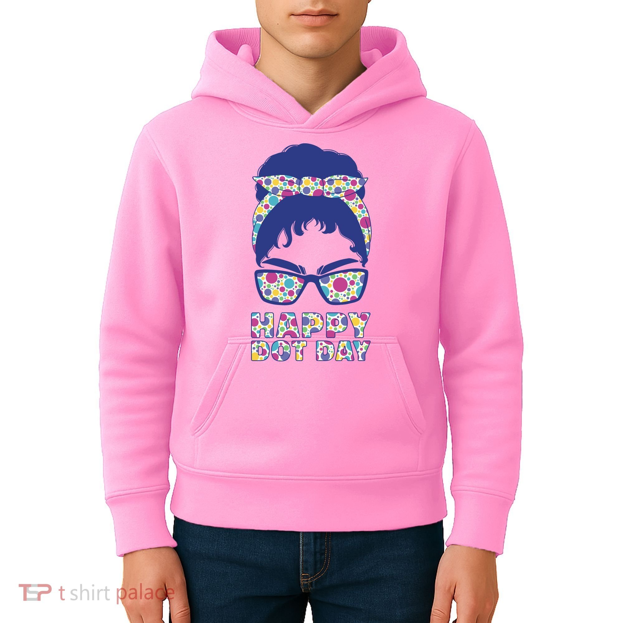 Happy Dot Day Messy Bun Kids Hoodie