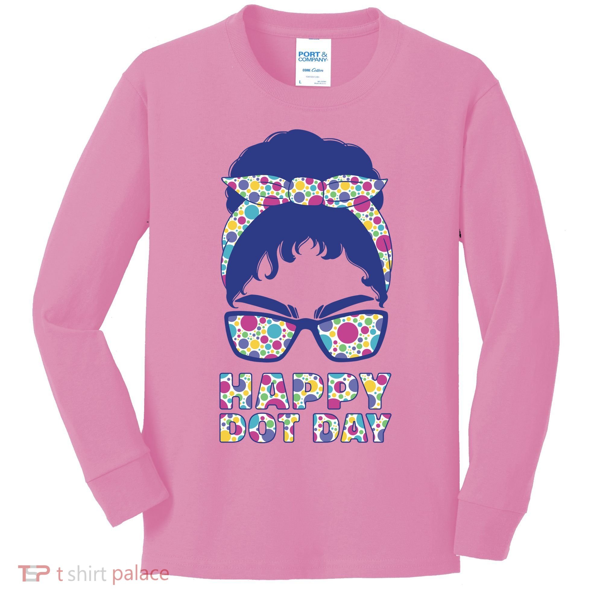 Happy Dot Day Messy Bun Kids Long Sleeve Shirt