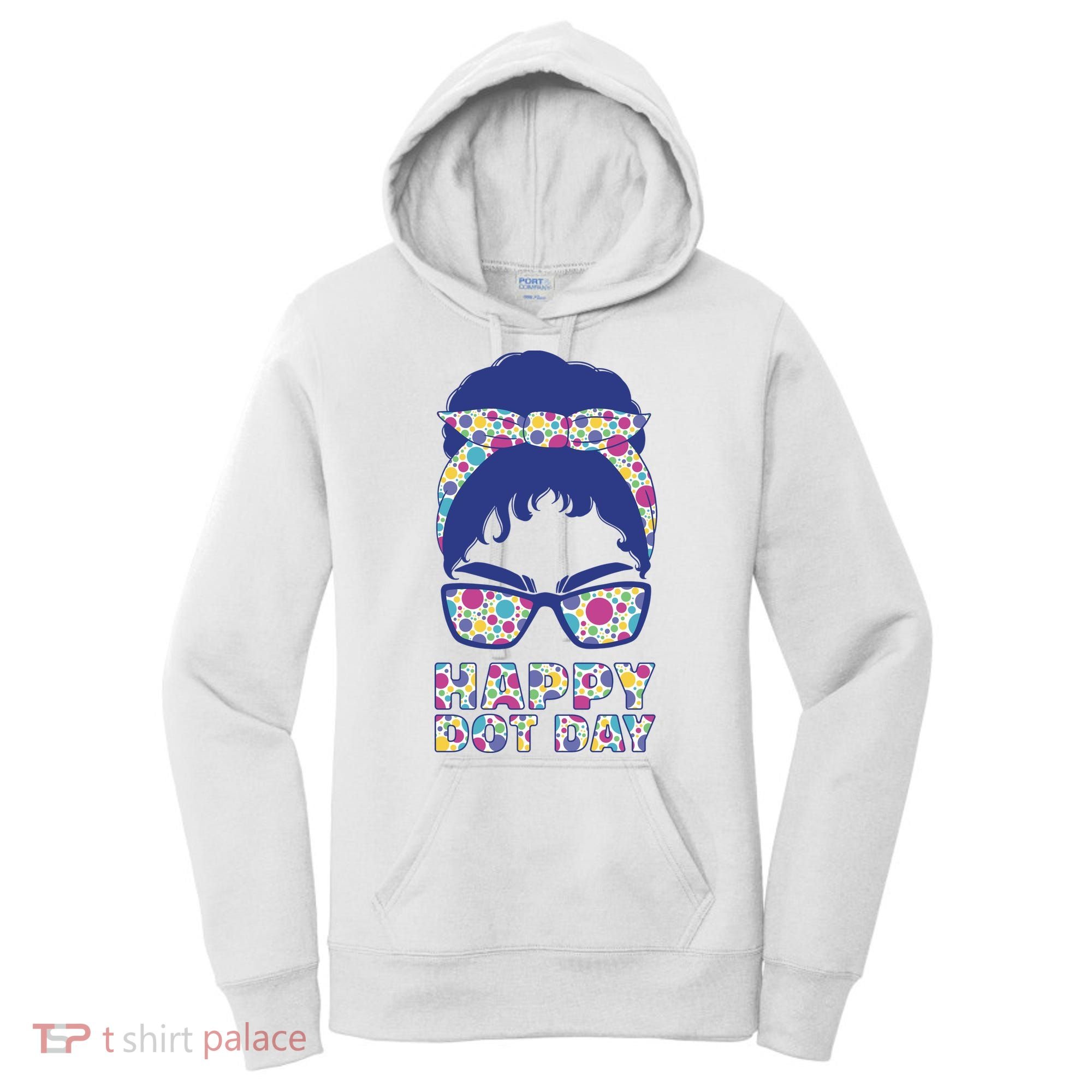 Happy Dot Day Messy Bun Women's Hoodie