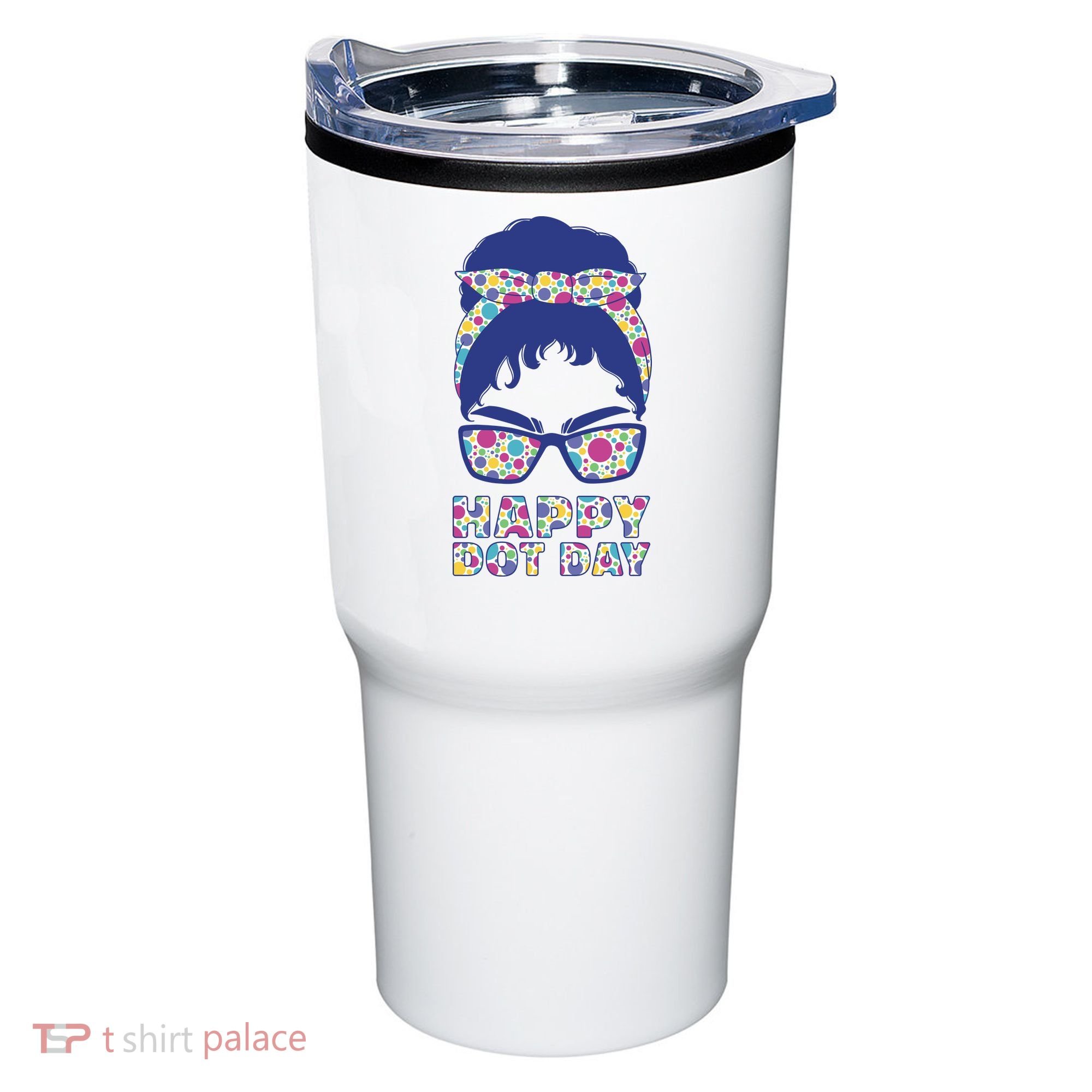 Happy Dot Day Messy Bun Tumbler