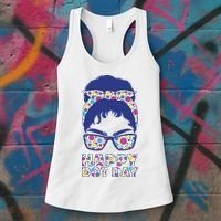 Happy Dot Day Messy Bun Women's Tank Top thumb 3
