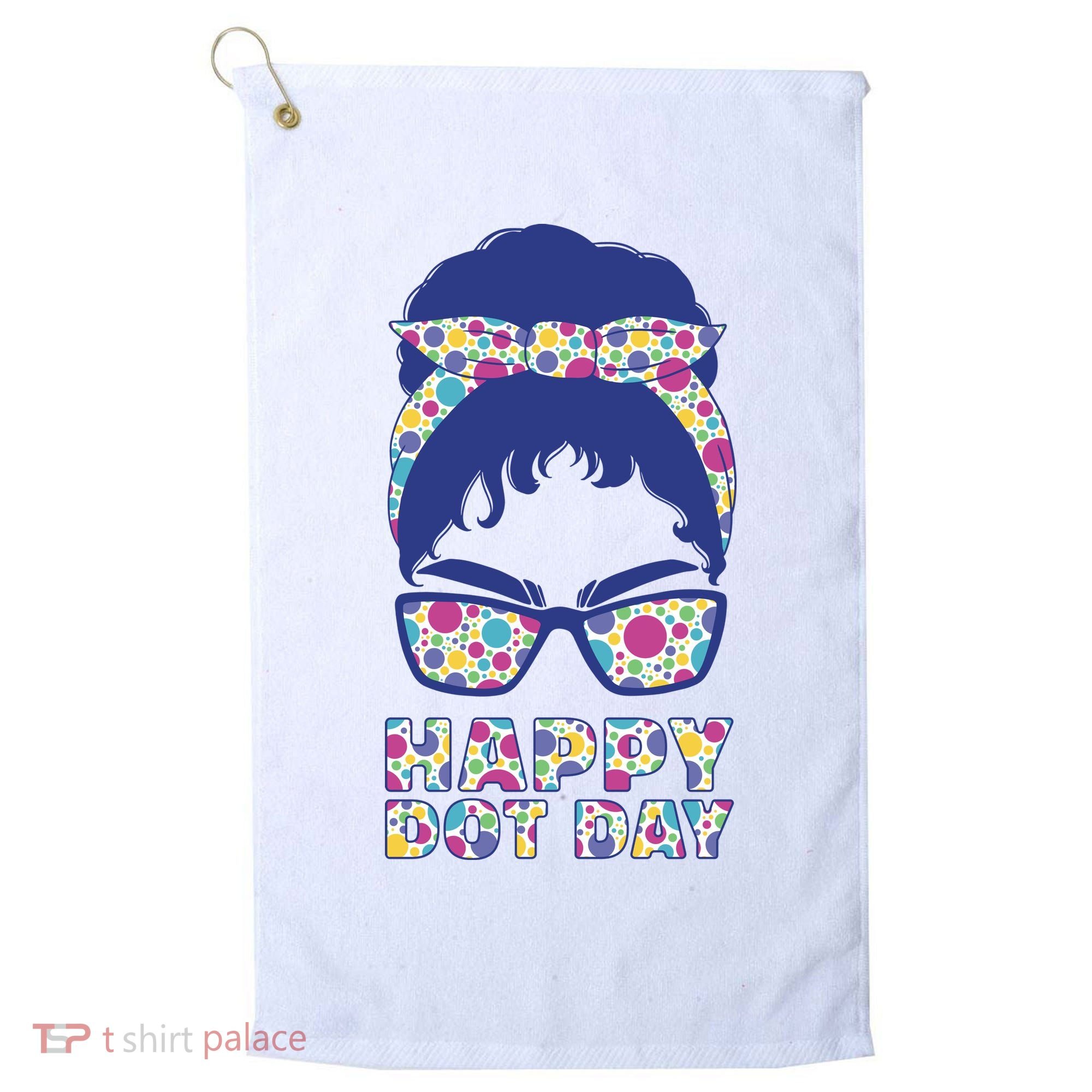 Happy Dot Day Messy Bun Golf Towel