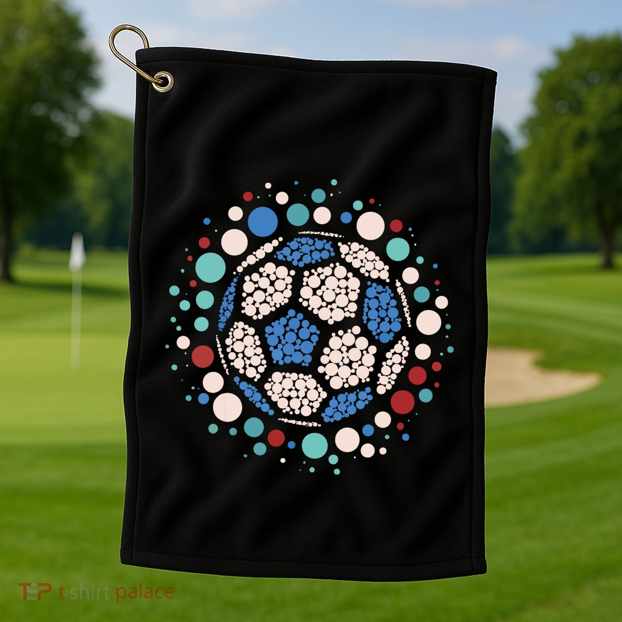Happy Dot Day Soccer Ball Lover Polka Dot Golf Towel