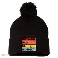 Husband Dad DJ Legend Funny DJ Disc Jockey Music Player Pom Pom 12in Knit Beanie thumb 0