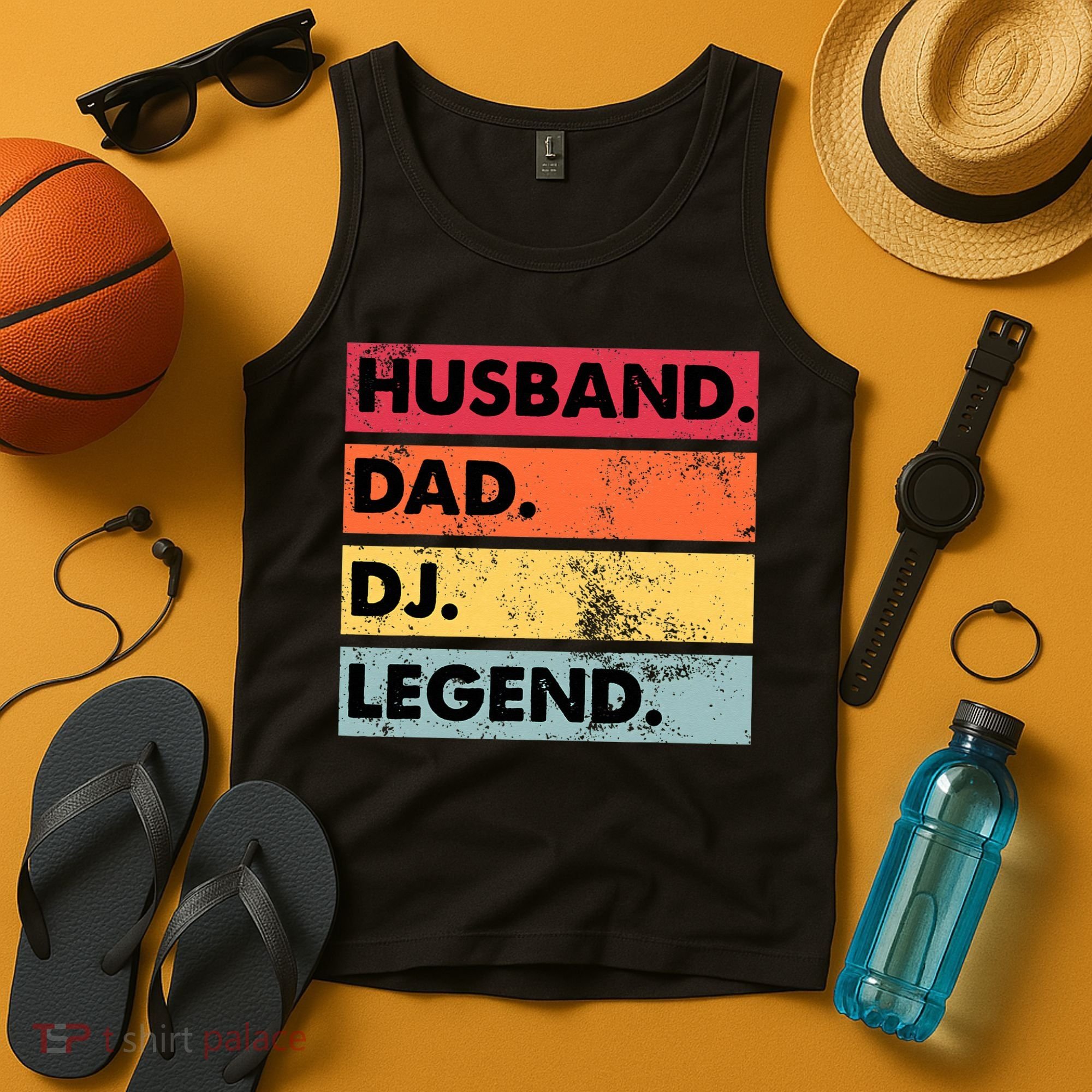 Husband Dad DJ Legend Funny DJ Disc Jockey Music Player Tank Top