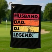 Husband Dad DJ Legend Funny DJ Disc Jockey Music Player Golf Towel thumb 1
