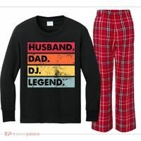 Husband Dad DJ Legend Funny DJ Disc Jockey Music Player Kids Long Sleeve Plaid Pajama Set thumb 0