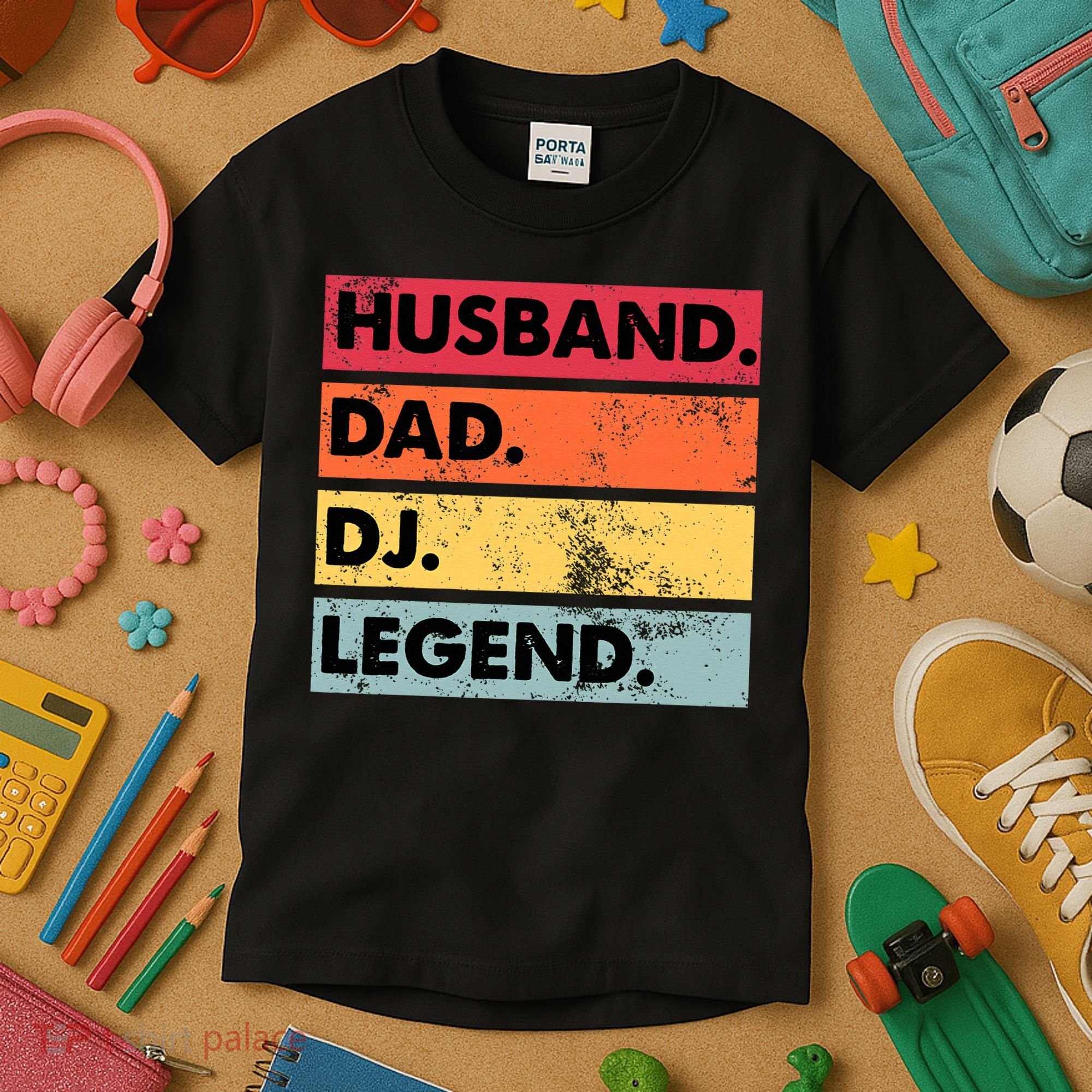 Husband Dad DJ Legend Funny DJ Disc Jockey Music Player Kids T-Shirt