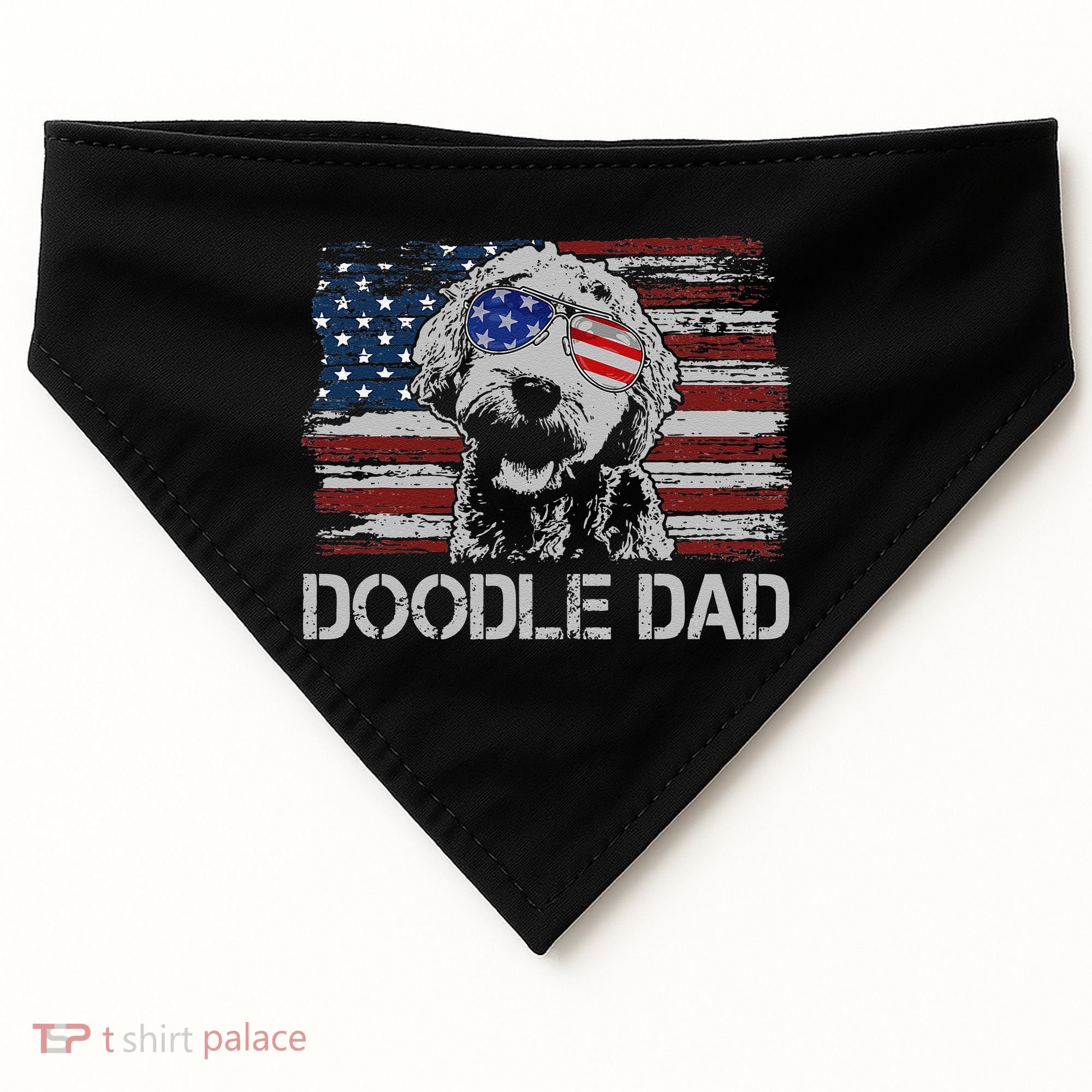 hug day Doodle Dad Goldendoodle Dog American Flag USA-Made Doggie Bandana