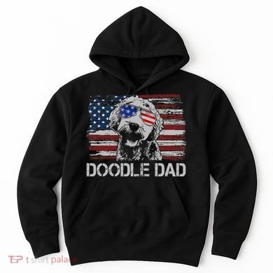 hug day Doodle Dad Goldendoodle Dog American Flag Hoodie