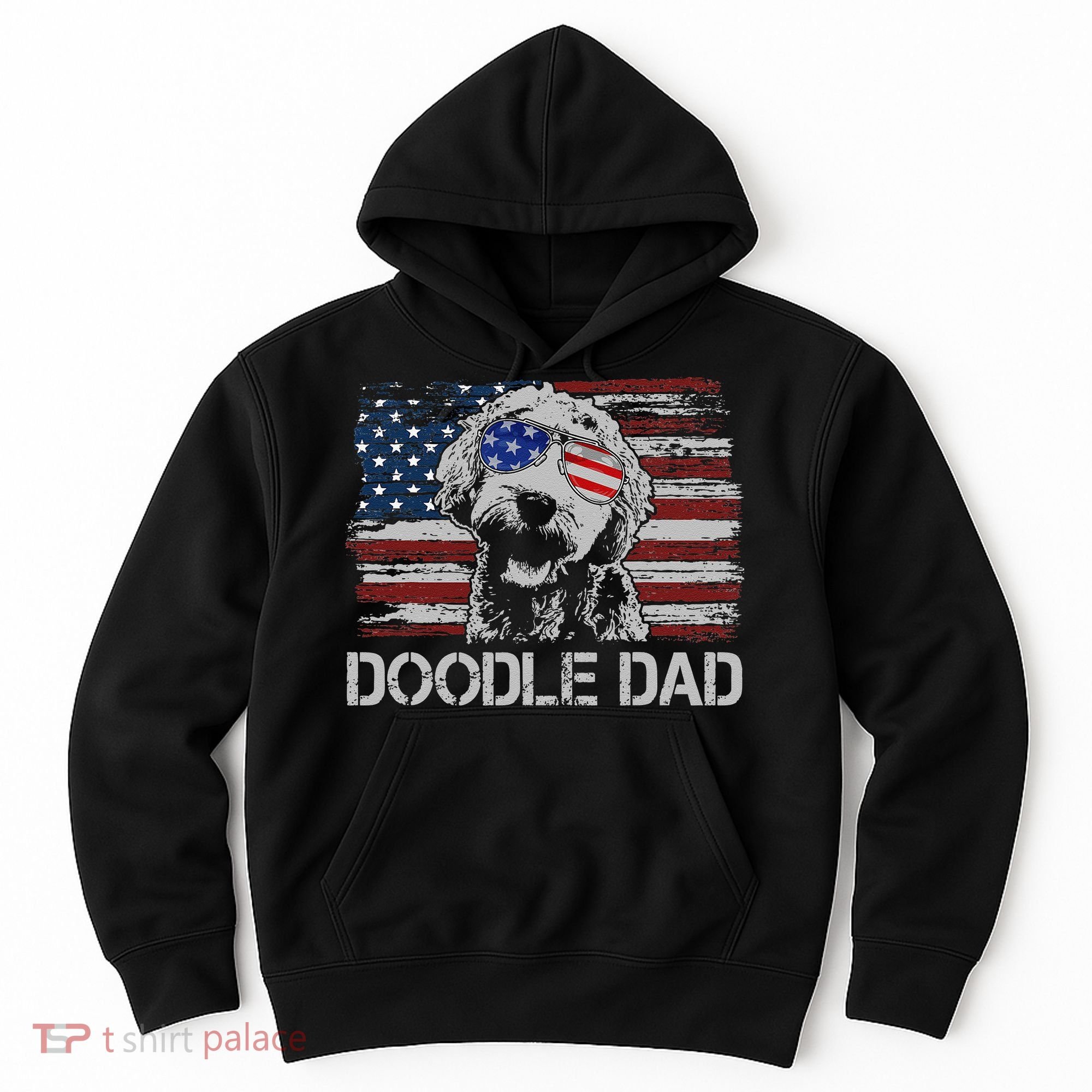 hug day Doodle Dad Goldendoodle Dog American Flag Hoodie