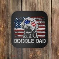 hug day Doodle Dad Goldendoodle Dog American Flag Coaster thumb 0