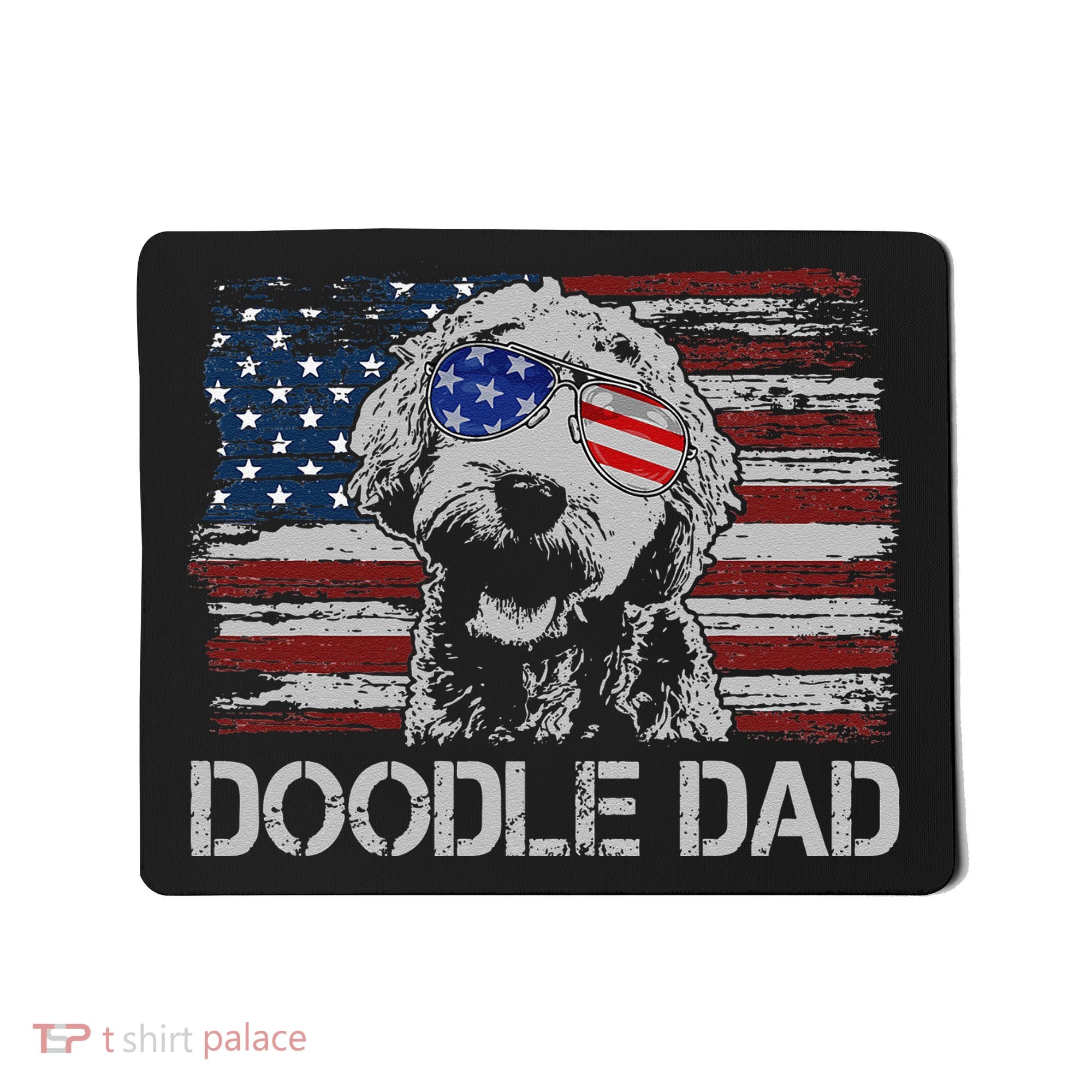 hug day Doodle Dad Goldendoodle Dog American Flag Mousepad