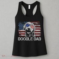 hug day Doodle Dad Goldendoodle Dog American Flag Women's Tank Top thumb 3