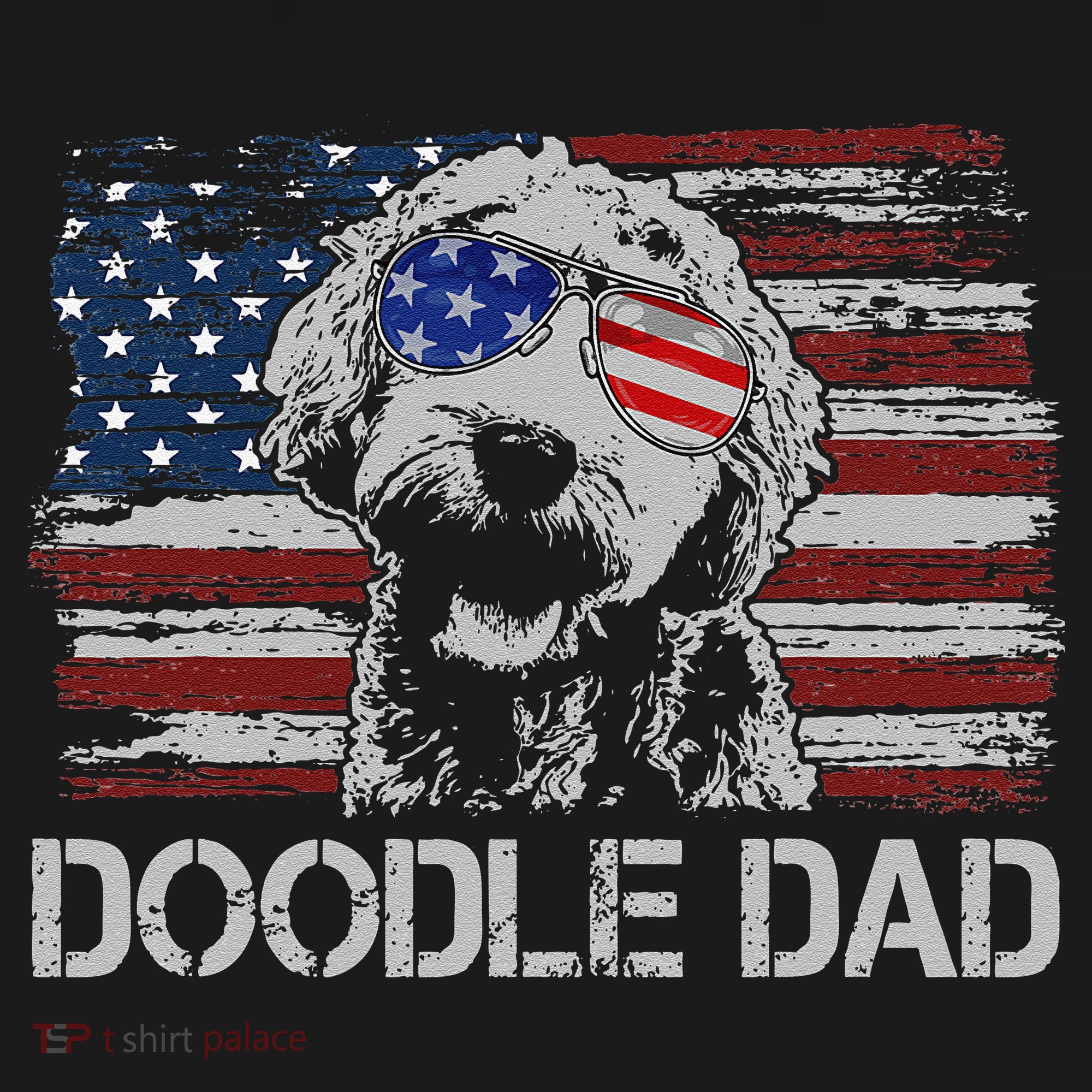 hug day Doodle Dad Goldendoodle Dog American Flag Women's Tank Top