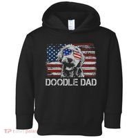 hug day Doodle Dad Goldendoodle Dog American Flag Toddler Hoodie thumb 0