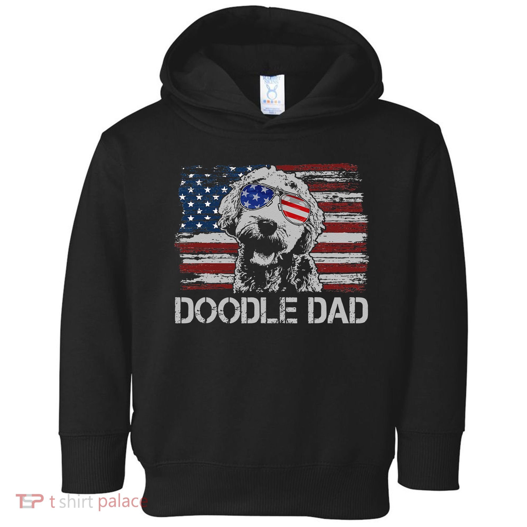 hug day Doodle Dad Goldendoodle Dog American Flag Toddler Hoodie