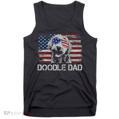 hug day Doodle Dad Goldendoodle Dog American Flag Tank Top