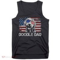 hug day Doodle Dad Goldendoodle Dog American Flag Tank Top thumb 0