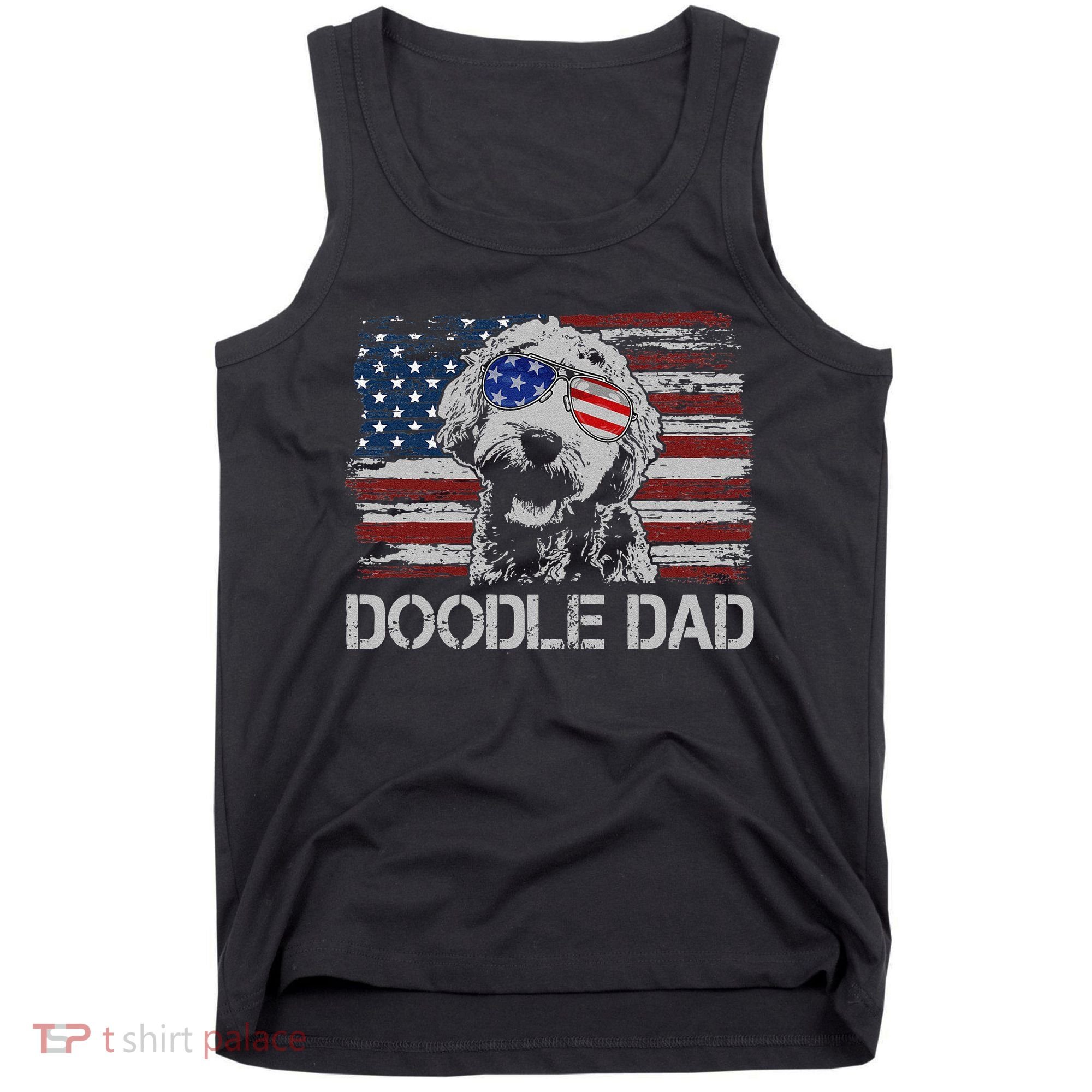 hug day Doodle Dad Goldendoodle Dog American Flag Tank Top