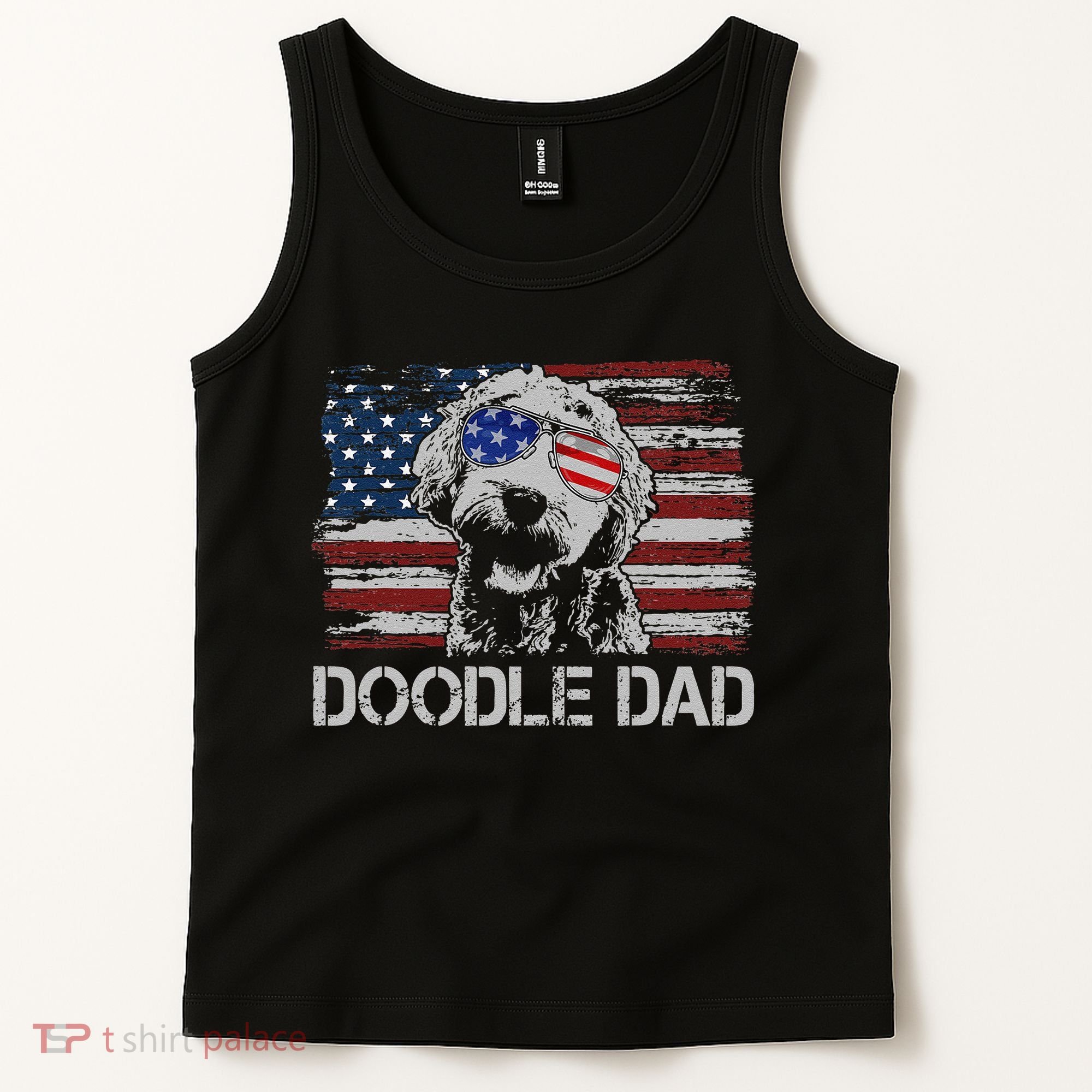hug day Doodle Dad Goldendoodle Dog American Flag Tank Top