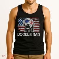 hug day Doodle Dad Goldendoodle Dog American Flag Tank Top thumb 3