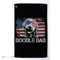 hug day Doodle Dad Goldendoodle Dog American Flag Golf Towel thumb 0
