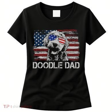 hug day Doodle Dad Goldendoodle Dog American Flag Women's T-Shirt